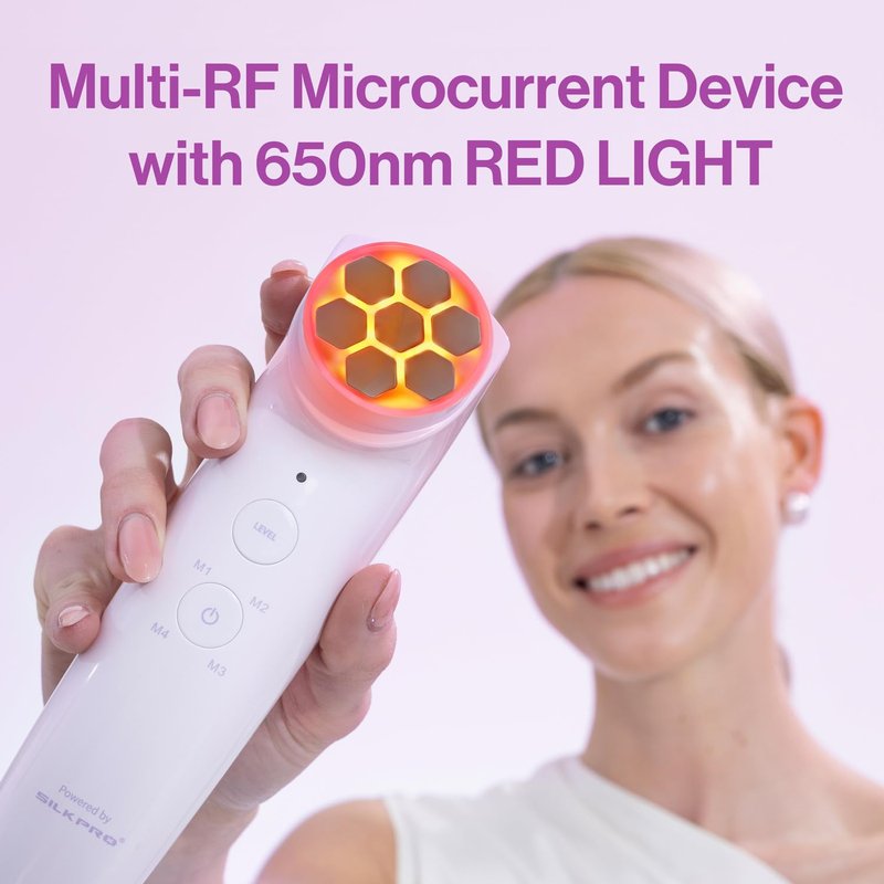 DermRays Multi-RF Microcurrent Device with 650nm Red Light, 4-in-1 Facial Toning Tool with Multi-Leading Tech for a Visibly Radiant & Youthful Appearance