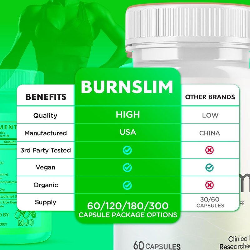 Burn Slim Capsules - Natural Weight Loss Supplement for Active Lifestyle | 3 Pack of 180 Capsules