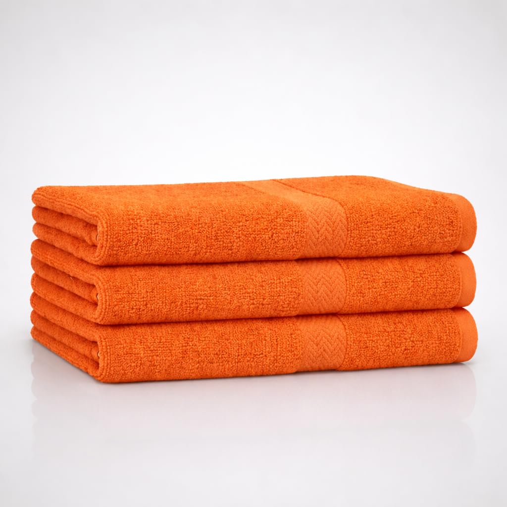 The Holy South 16x27 | 3-Pack | Quick Absorbent & Dry, 100% Cotton | Terry Hand Towels, for Bathroom, Fitness, Gym, Spa, Nail Salon Hand and Face Towels (Orange) 3 Count