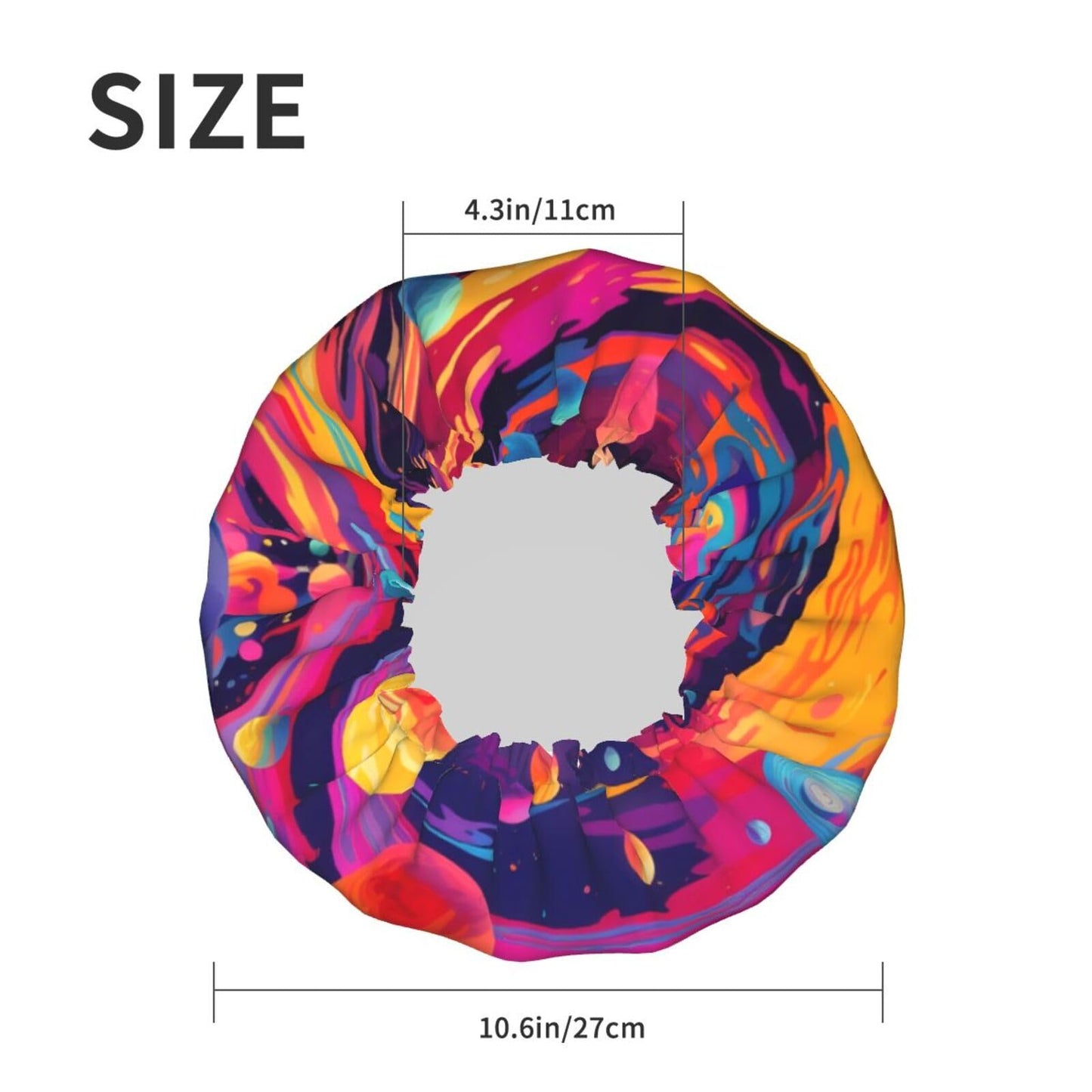Art Universe Planets Shower Cap for Women Double Layer Waterproof Reusable Shower Caps Adjustable Elastic Band Quick Drying Bath Hair Hat Protector with PEVA Lined for Spa Salon Bathing Hats