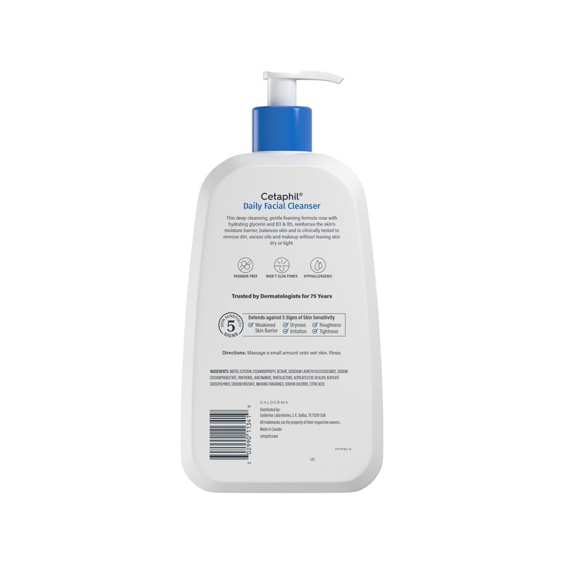 Cetaphil Face Wash, Daily Facial Cleanser for Sensitive, Combination to Oily Skin, 20 oz, Gentle Foaming, Soap Free, Hypoallergenic
