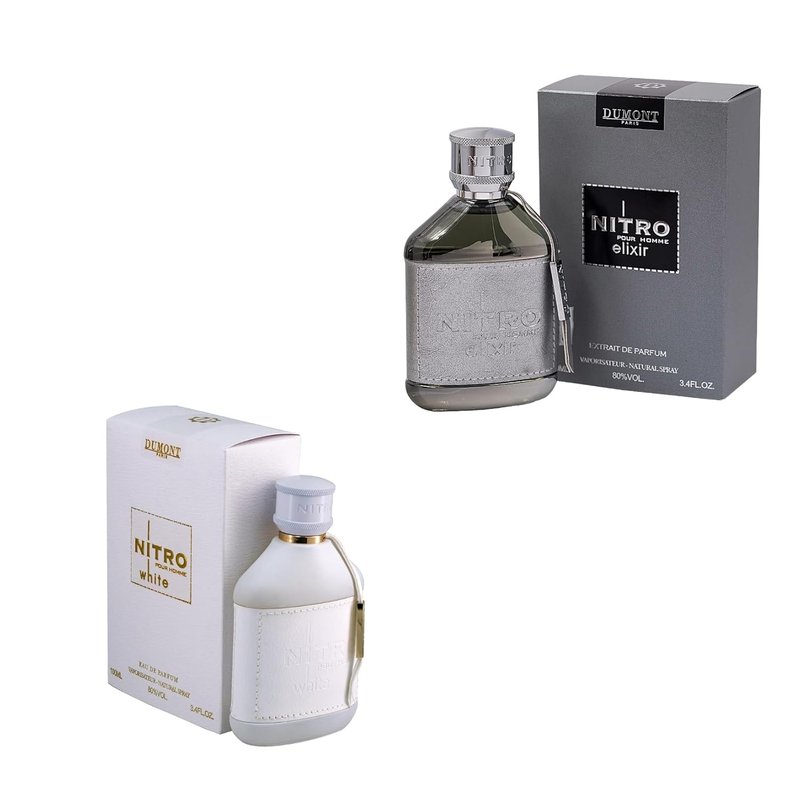 Dumont Nitro White & Nitro Elixir Perfume Bundle for Men - Long Lasting Luxury Eau De Parfum Gift Set
