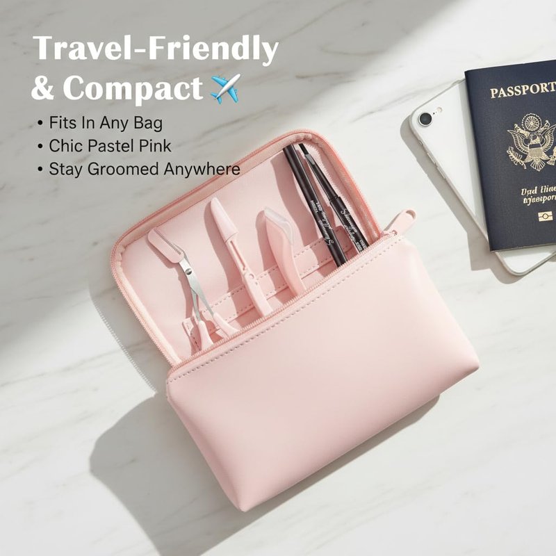 4-in-1 Brow Shaping Kit - Eyebrow Trimming, Shaping & Defining Set with Scissors, Razors, Pencil - Travel-Friendly, Beginner-Friendly