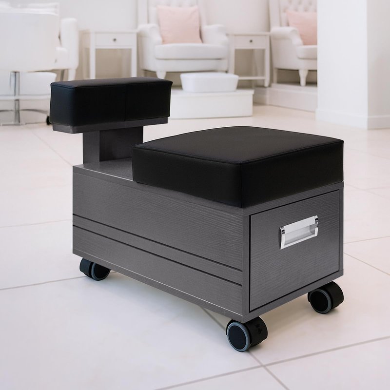 AleraII Pedicure Cart with Footrest Beauty & Spa Nail Salon Furniture, Grey