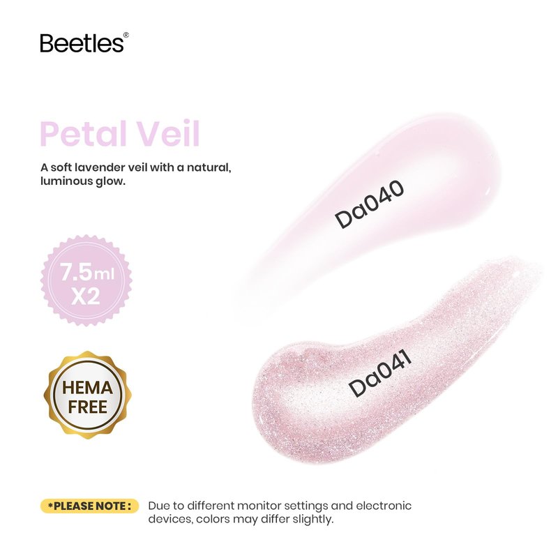 Beetles Builder Gel HEMA-Free,2 Pcs 8 in 1 Jelly Purple & Glitter Building Apex,Strengthening Thickening Sensitive Nails Extension,for Begginer DIY UV Nails at Home,Light Purple Building Gel