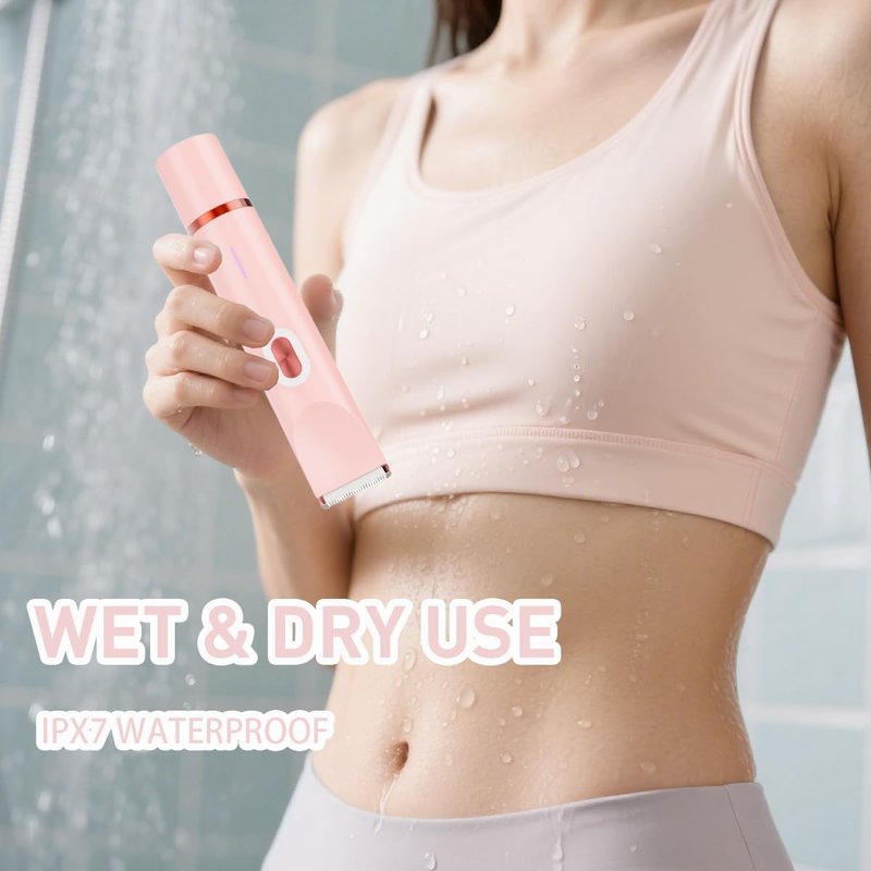 Bikini Trimmer for Women - 2-in-1 Electric Razor with Painless Ceramic Blades | Waterproof & Rechargeable for Body, Face, Legs