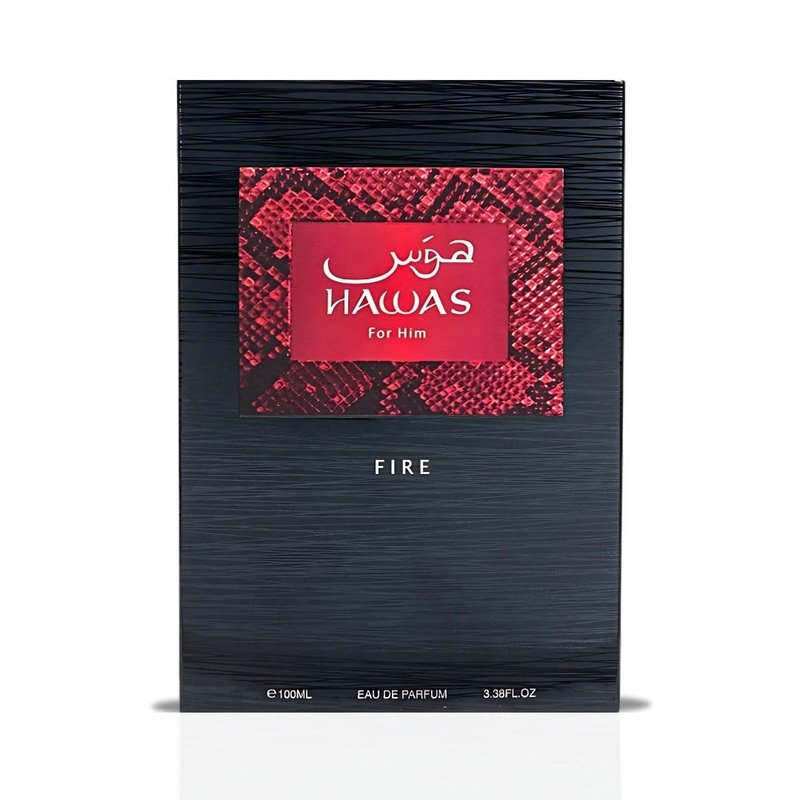 Rasasi Hawas Fire Eau De Parfum Spray - Bold Arabian Perfume for Men | 100ML (3.4 Oz) - Captures Masculine Elegance