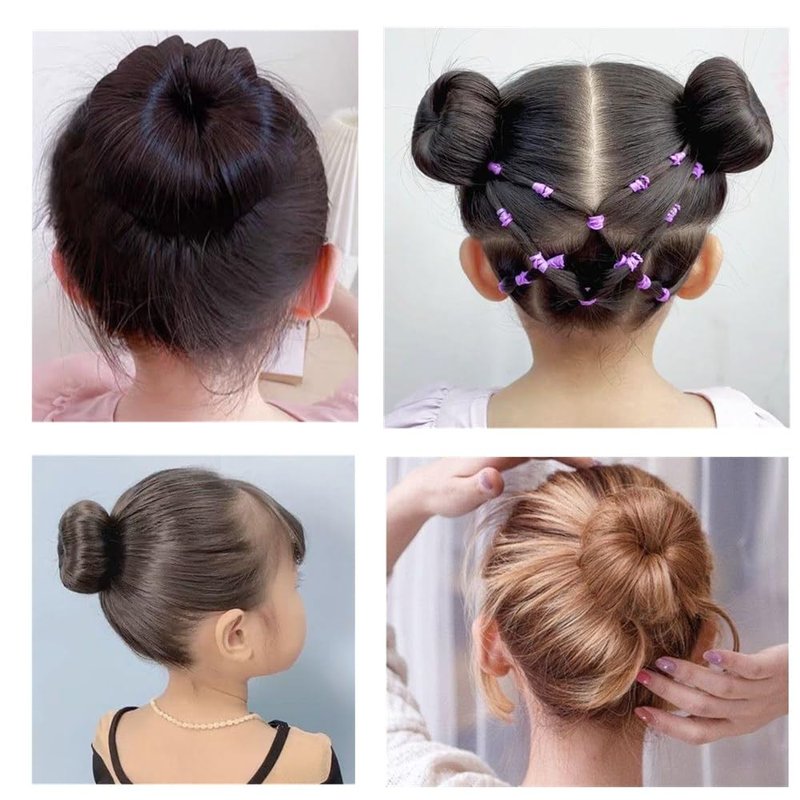 Extra Small Hair Bun Maker for Kids, 6 PCS Chignon Hair Donut Sock Bun Form for Girls, Mini Hair Doughnut Shaper for Short and Thin Hair (Small Size 2 Inch, Black)