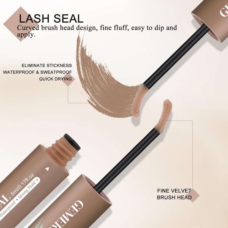 GEMERRY Lash Cluster Glue, Brown Lash Bond and Seal Waterproof Eyelash Glues for Clusters Eyelash Adhesive Long-Lasting 72H(5ml+5ml, Brown)