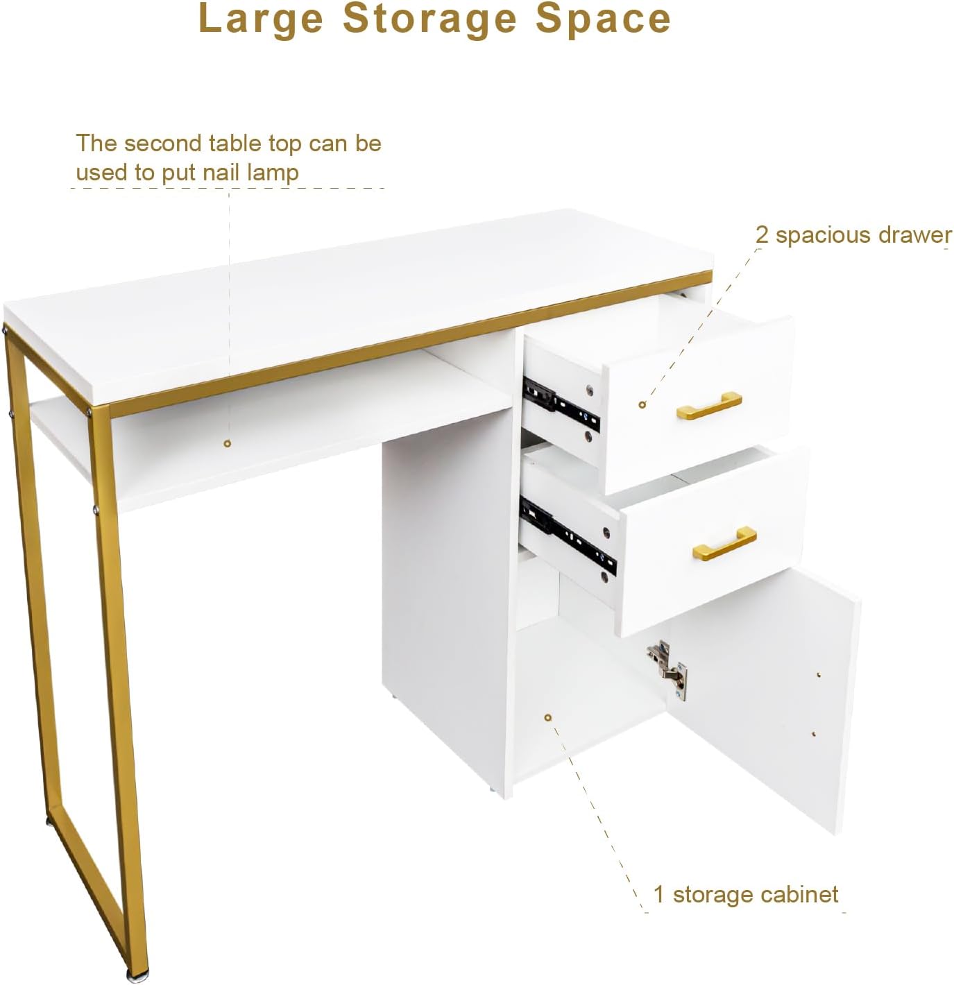 VINGLI Multifunctional Home Office Desk - Modern Computer Table with Storage & Drawers | White
