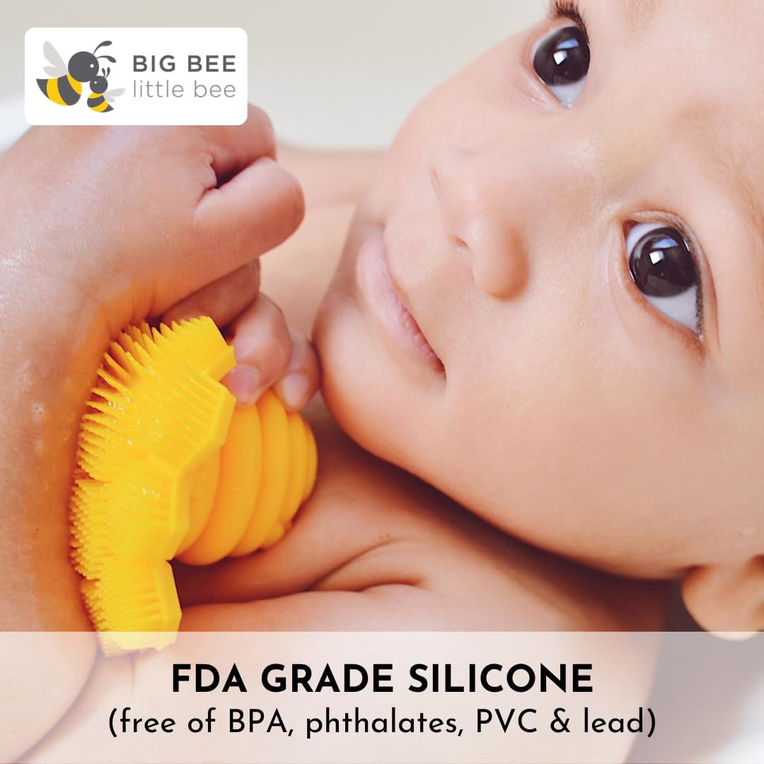 Big Bee, Little Bee - Kids Original ScrubBEE, 100% Silicone Childrens Bath Scrubber, Promotes Effective Independent Hand & Body Washing, As Seen on Shark Tank (Lime)