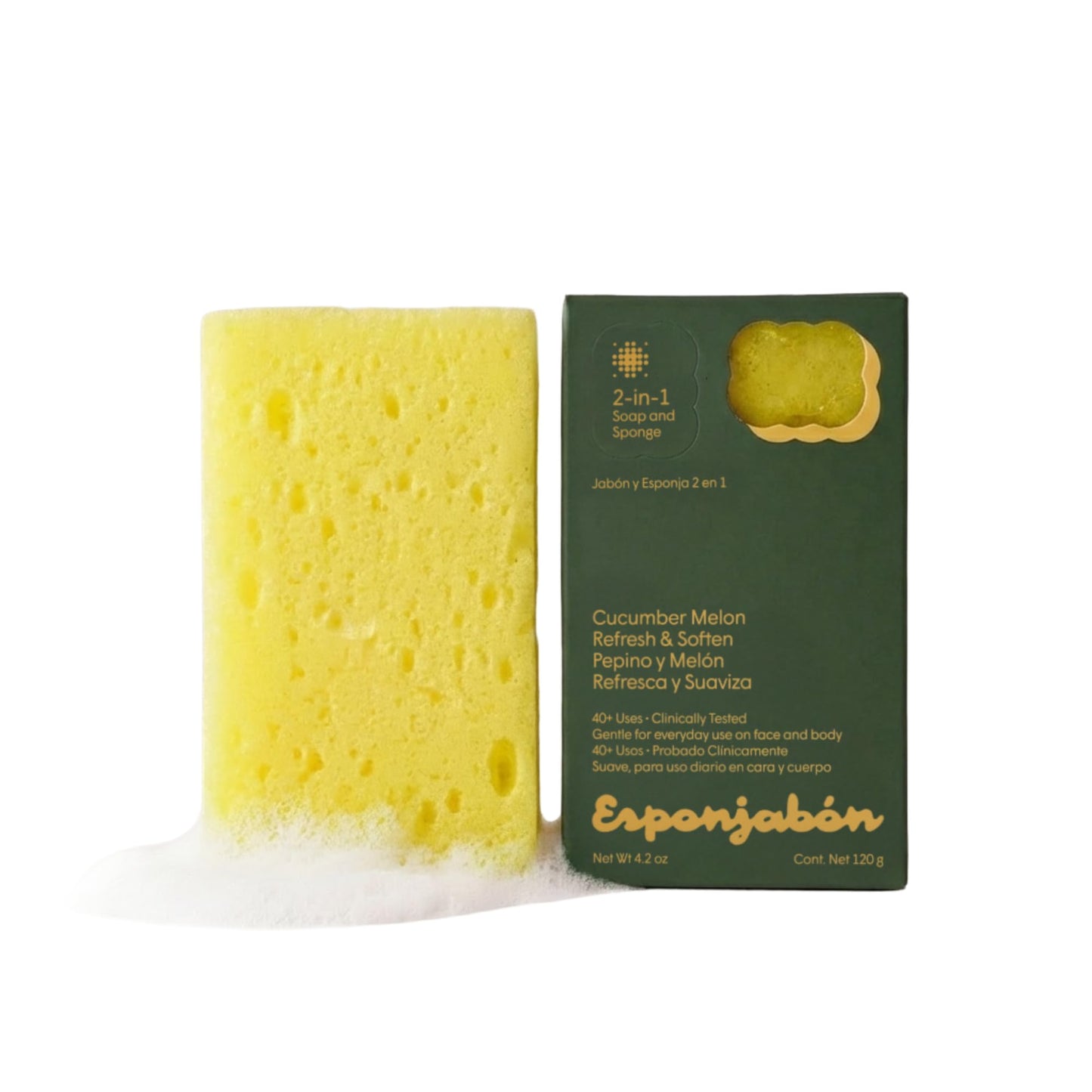 T.Taio Esponjabon Soap Sponge - Cleansing Shower Scrubber - Cleaning Bath Wash Scrub - Oil Removal - Massage & Lather Foot, Elbow, & Face - Bathroom Accessories - Cucumber & Melon Soap