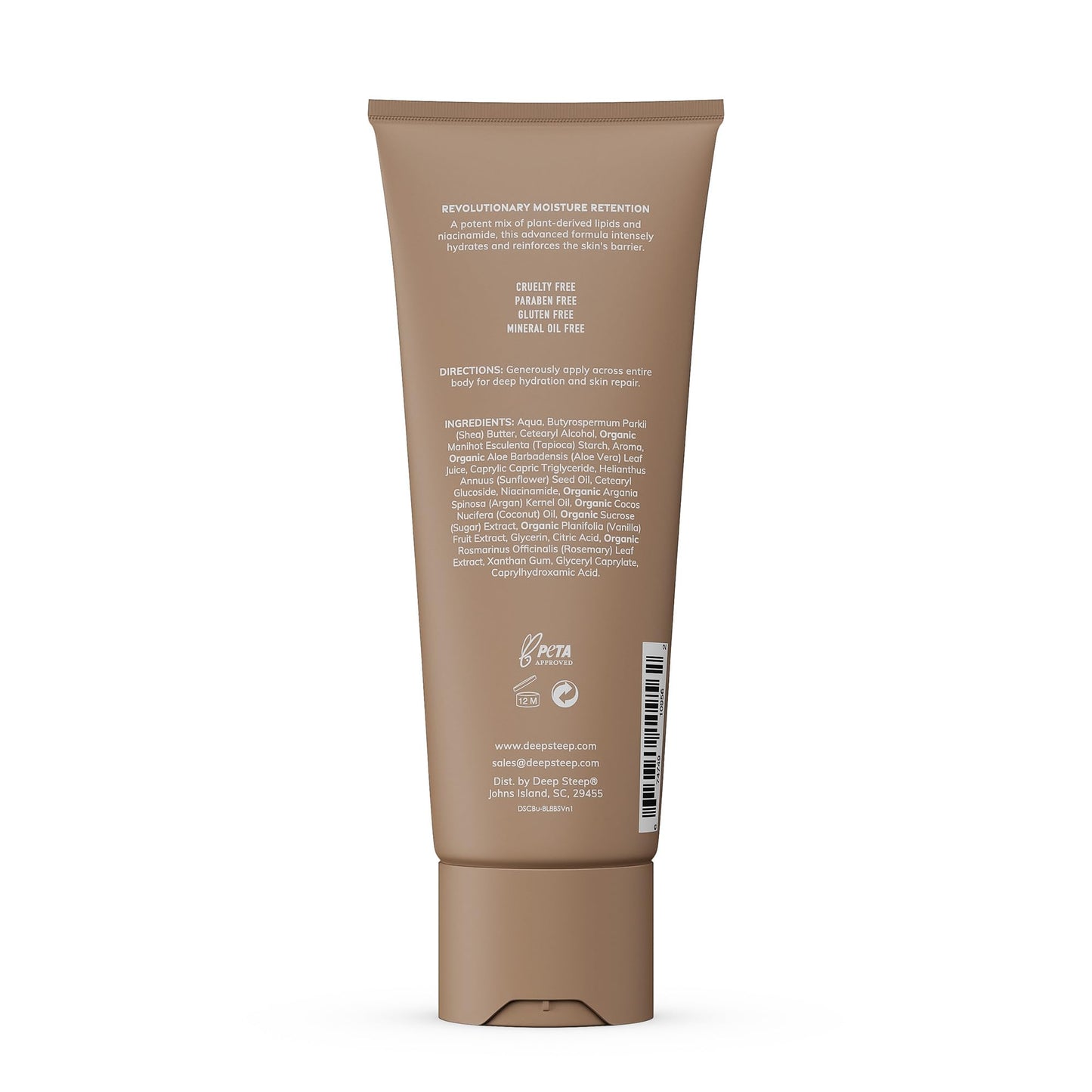 Deep Steep Body Lotion, Brown Sugar Vanilla, 8 oz – Moisturizer with Coconut Oil, Shea Butter, Argan Oil, Aloe Vera & Niacinamide – Vegan, Clean Beauty, Daily Skin Hydration