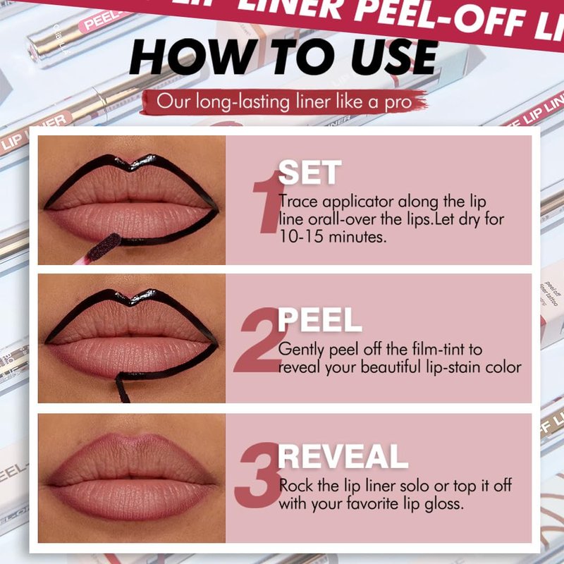 JUAAZIN Matte Liquid Lip Stain Peel Off Lip liner Tattoo, Brownish Red Matte Peel Off Lip Stain, Long Lasting Waterproof Lipstick Lip Gloss Stain, Transfer-proof for All Skin Types, 0.12 fl oz 03#
