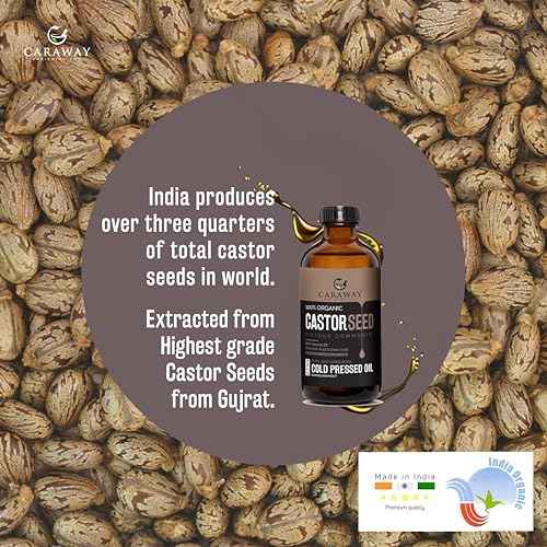 CARAWAY Cold Pressed Pure Castor Oil ? Indian Handmade | Therapeutic Grade | Edible | For Liver Detox, Hair Growth, Eyelashes, Skin, Constipation & Joint Pain | Glass Bottle ? 236ml
