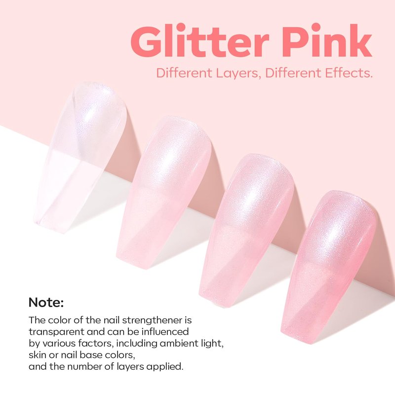 modelones Nail Strengthener Clear Gel Top Coat Nail Polish Cuticle Oil Pen Pink Nails Care Kit for Women 15 ml Ridge Filler