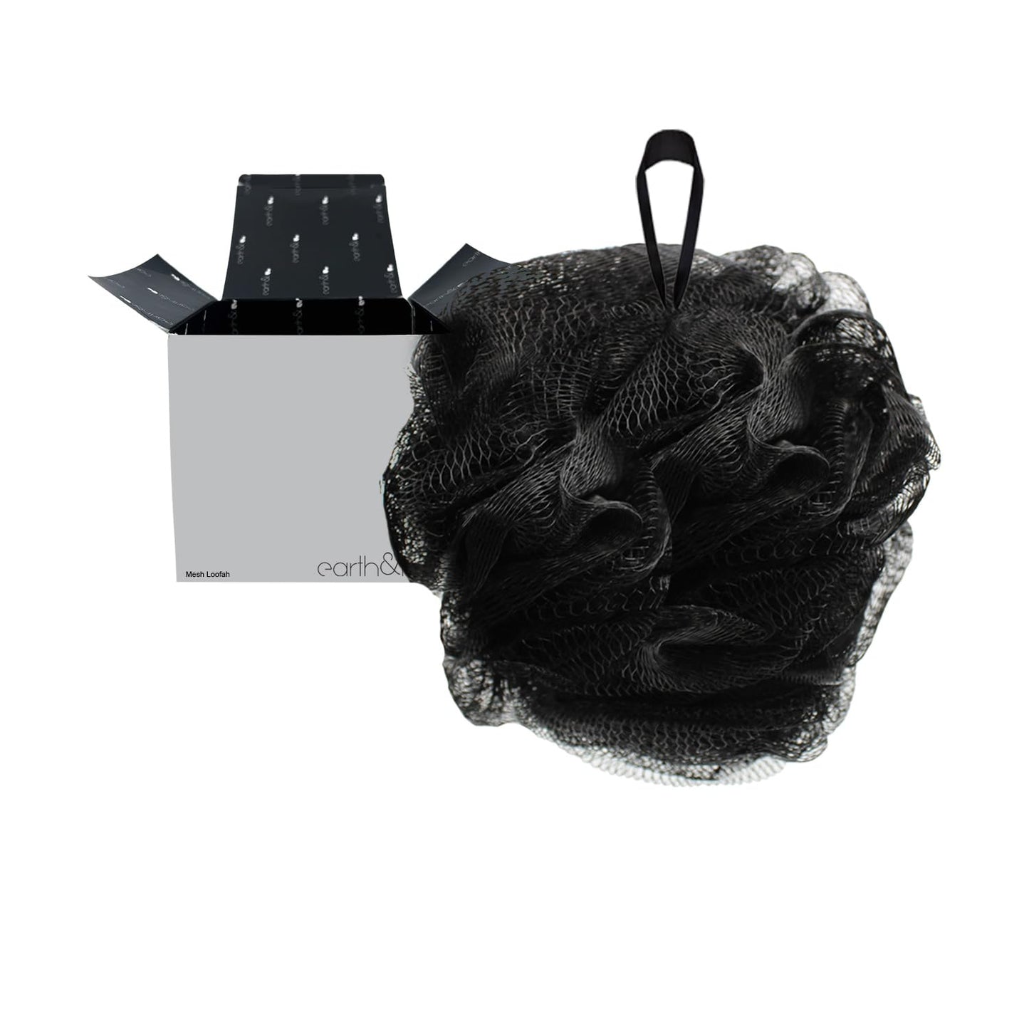 Earth & I Mesh Charcoal Loofah, Loofa, Loofah Exfoliating Body Scrubber, Body Scrubbers for Use in Shower, Poofs, Luffas, Lufas for Men, Bathroom Sponge, Shower Sponges