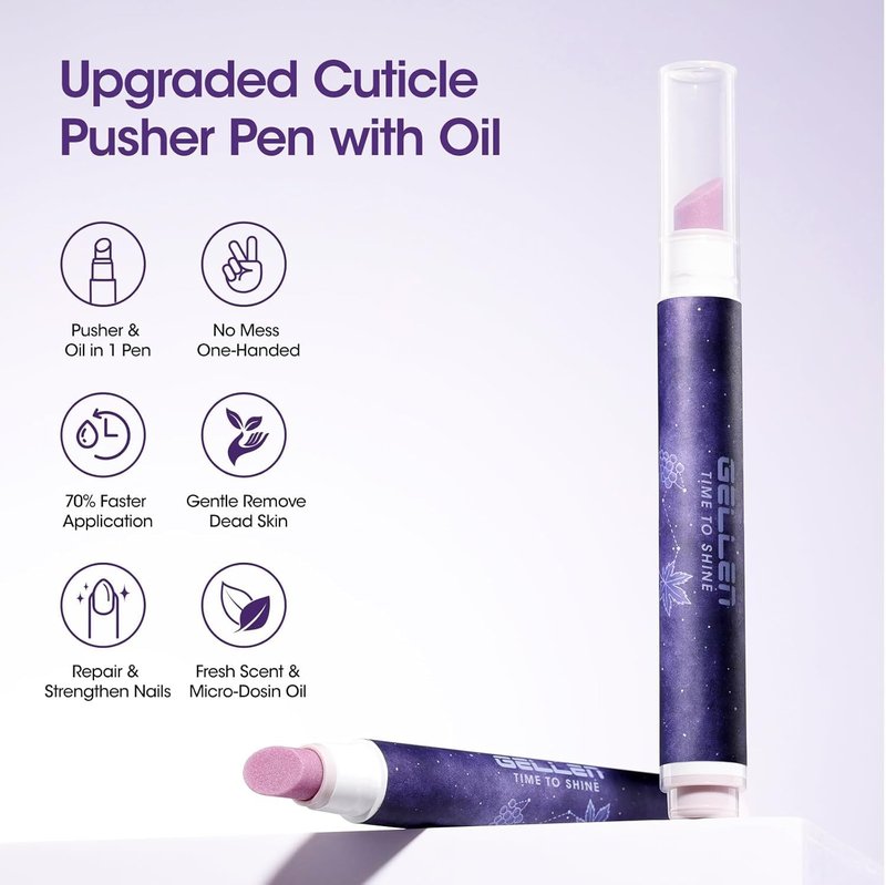 Gellen Cuticle Oil Pusher Pen Set - Nourishing Cuticle Remover & Pusher Tool for Healthy Nails | 2 Pcs