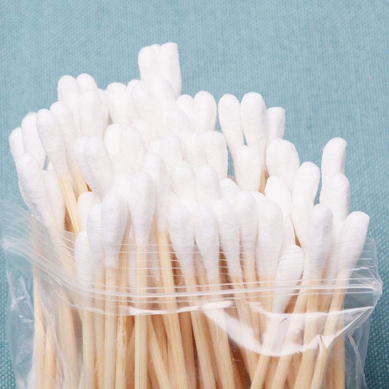 RIKWOG Cotton Swabs - 900 Count Bamboo Sticks with Clear Dispenser | Wooden Handles for Ears & Makeup
