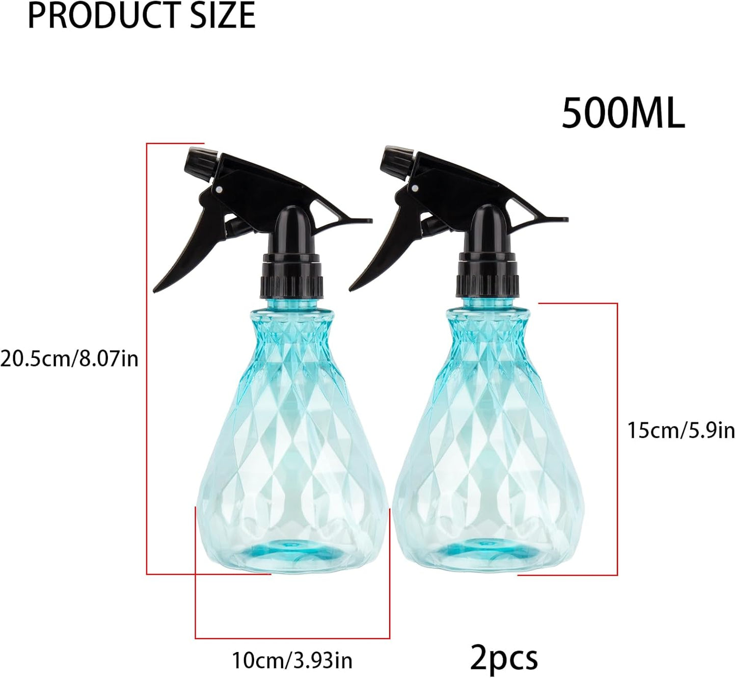Wugongshan 500ml Spray Bottles - Reusable Adjustable Mist Sprayer for Cleaning & Gardening (Blue)