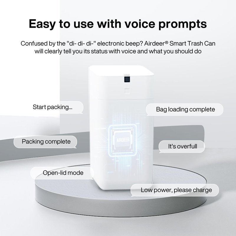 Airdeer Automatic Trash Can - 3 Gallon Touchless Motion Sensor Garbage Can | Self-Sealing & Self-Changing with 6 Refill Rings (C3, White)