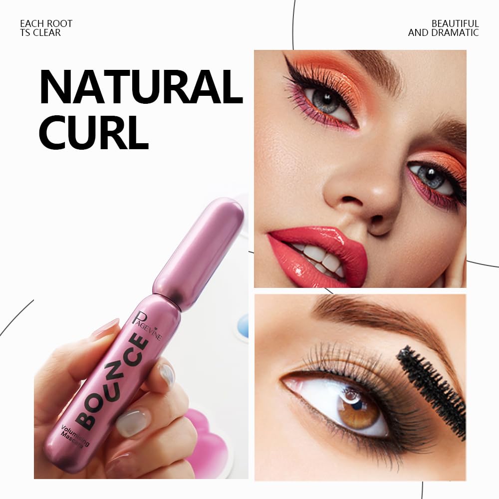 Waterproof Mascara Tubing Mascara Eye Makeup, Volumizing Lengthening Defining Multiplying Long-Lasting Formula, Smudge-Proof Sweat-Resistant, Blackest Black