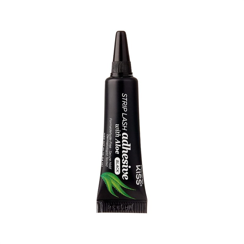 KISS Black Strip Lash Adhesive - Aloe Infused, Dermatologist Tested, 0.24 Oz | Latex Free, Secure Hold