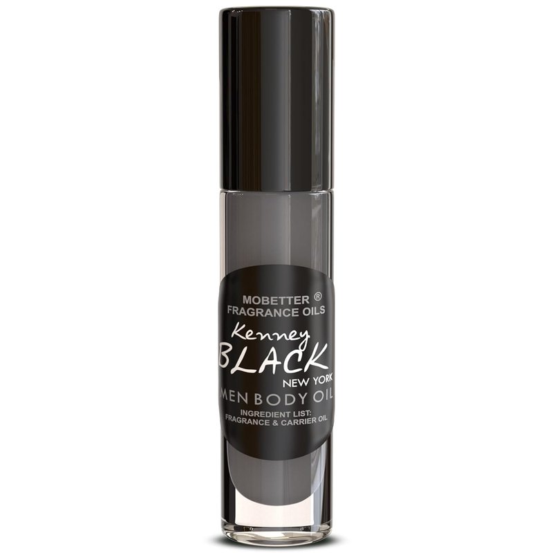 Kenney Black New York Men's Fragrance Body Oil - Long-Lasting Travel Size 0.33 Oz Roll-On Glass Bottle