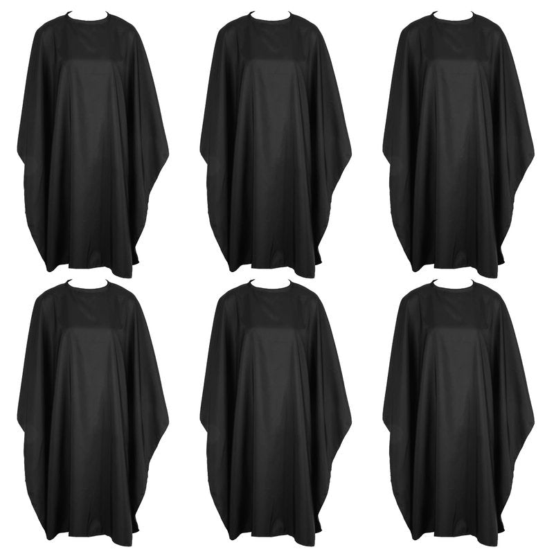 Black Hair Salon Cape, 6 Pack Waterproof Haircut Capes for Adults Unisex Hairdressing Shampoo Capes Professional Salon Barber Hair Dye Cape for Women Men HairStylist and Home Use, 59x47 In