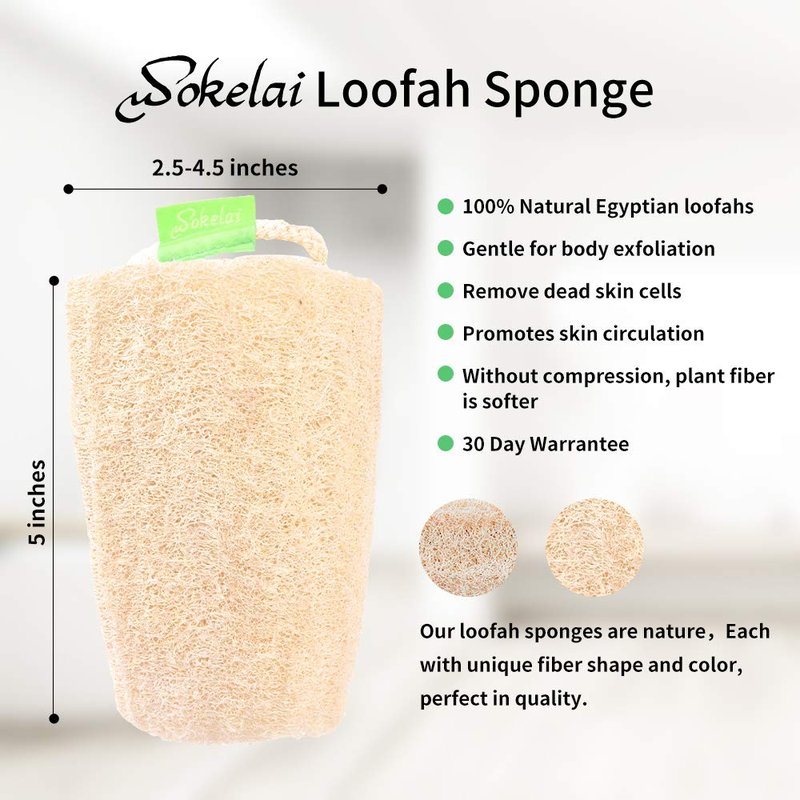 Natural Loofah Sponge - Exfoliating Body Scrubber for Shower Scrubbing, Organic Luffa Sponges, Egyptian Real Loofa, Bath Shower Puff for Bathing, Spa, Massaging Daily Skin Cleansing Care