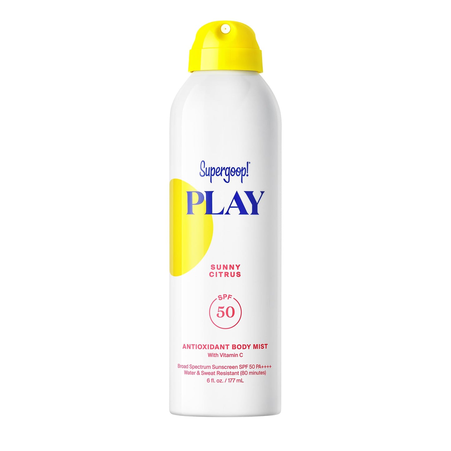 Supergoop! PLAY Antioxidant Body Mist w/Vitamin C - 6 fl oz - SPF 50 PA++++ Broad Spectrum Sunscreen - Body Spray - Great for Active Days - Sunny Citrus