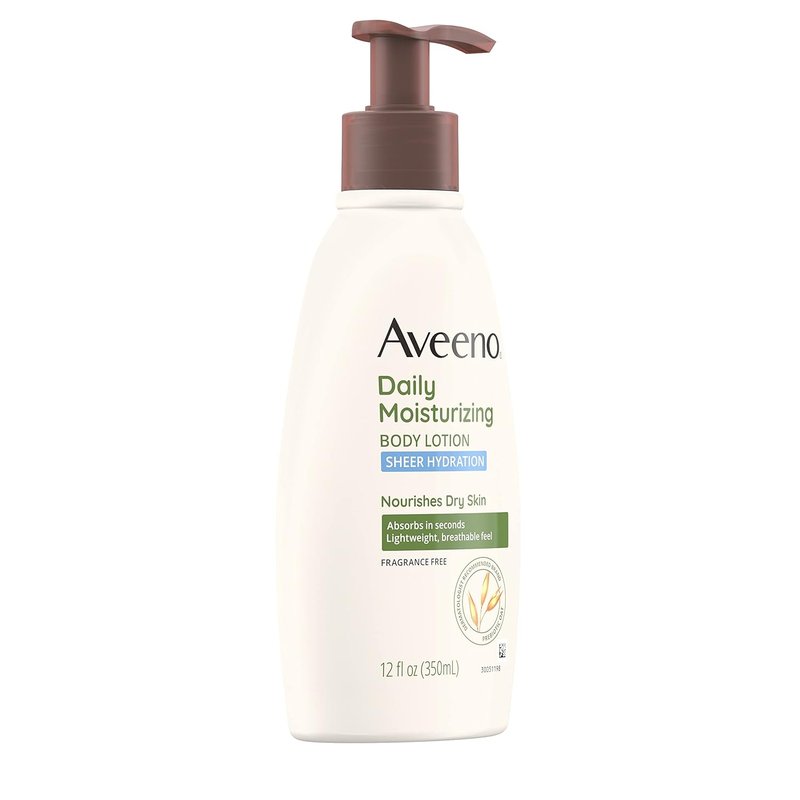 Aveeno Daily Moisturizing Lotion - Fragrance-Free Hydrating Body Moisturizer with Prebiotic Oat | 12 fl. oz (Pack of 2)