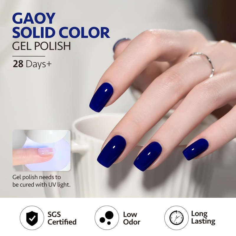 GAOY Deep Blue Gel Nail Polish - 16ml Soak Off Formula | UV Light Cure for DIY Manicure - 1532 Midnight Blue