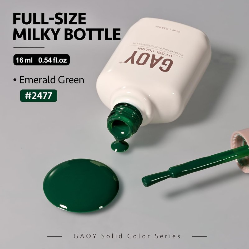 GAOY Green Gel Nail Polish - 16ml Soak Off Formula | UV Light Cure for DIY Nail Art - 2477 Emerald Green