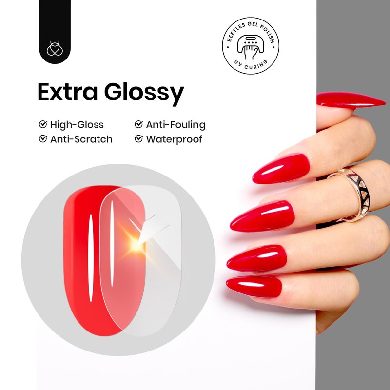 Beetles Gel Top Coat - Extra Glossy Top Coat Gel Polish 15ml, Shine Finish and Long Lasting, Soak Off UV & Nail Lamp DIY Manicure Gift for Women