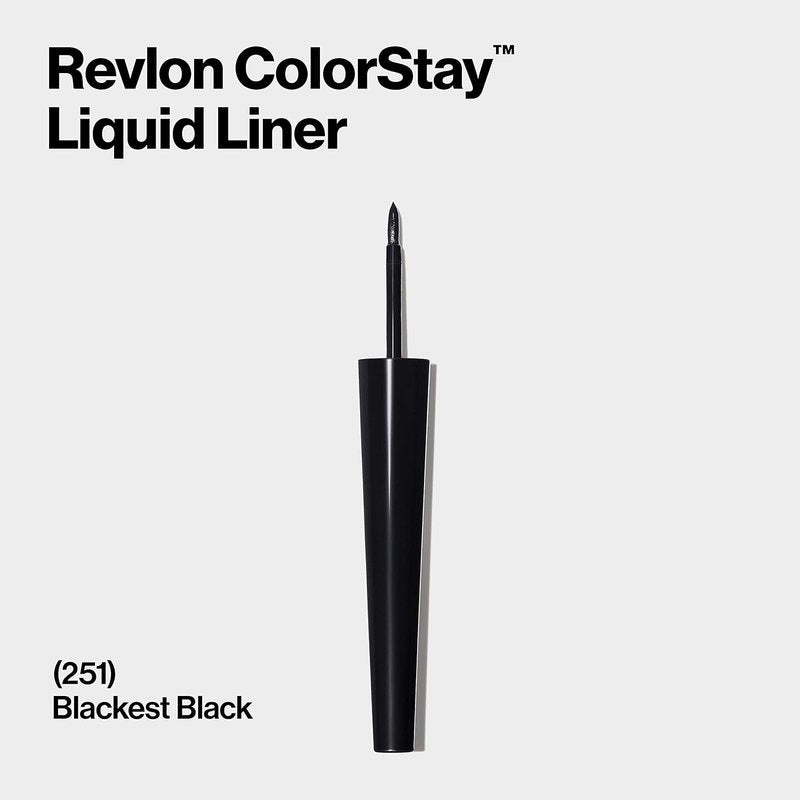 Revlon ColorStay Liquid Eyeliner - Waterproof, Smudgeproof, Ultra-Fine Tip - 251 Blackest Black, 0.08 Fl Oz