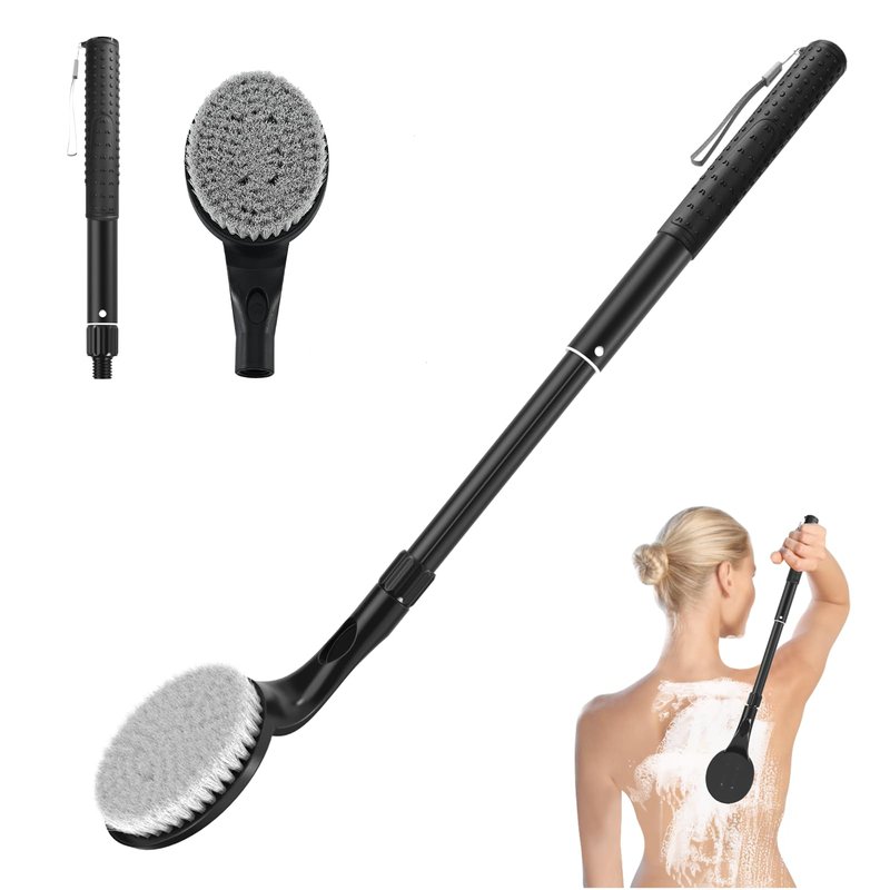 Gobiteli Back Scrubber for Shower,26" Long Handle Shower Brush for Body Exfoliator and Deep Clean,Back Brush for Shower for Men,Women and Elderly