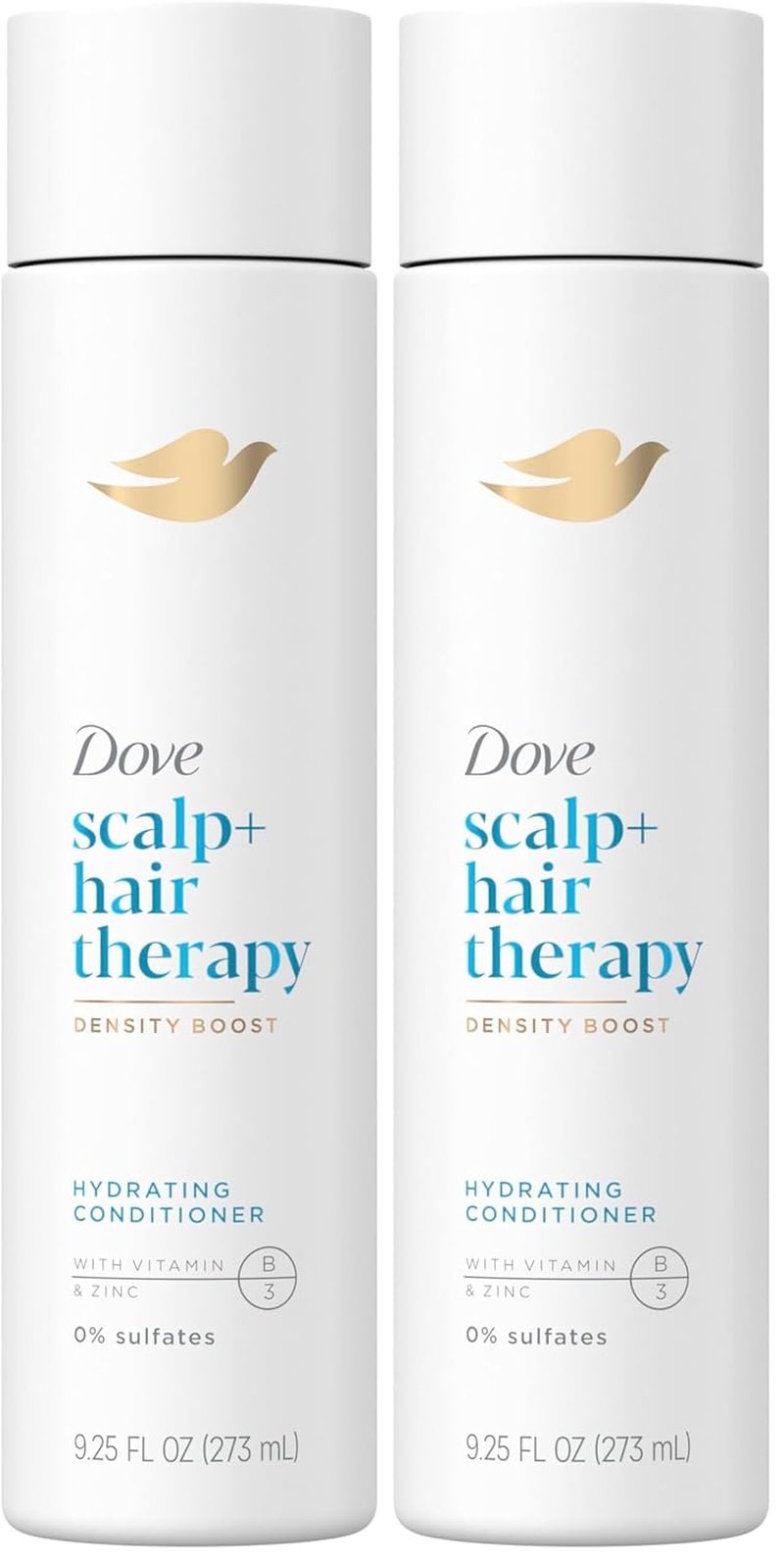 Dove Density Boost Hydrating Conditioner - Scalp Therapy for Dry Hair with Vitamin B3 & Zinc | 9.25 oz (Pack of 2)