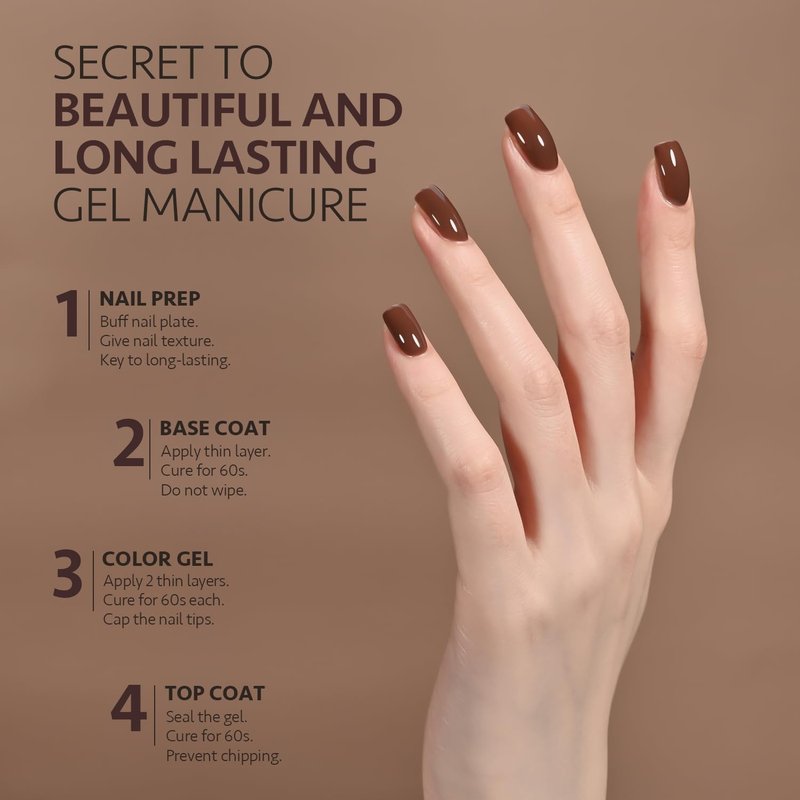 Brown Gel Nail Polish - 16ml Soak Off UV Cure for DIY Manicure | Amber Brown 2088