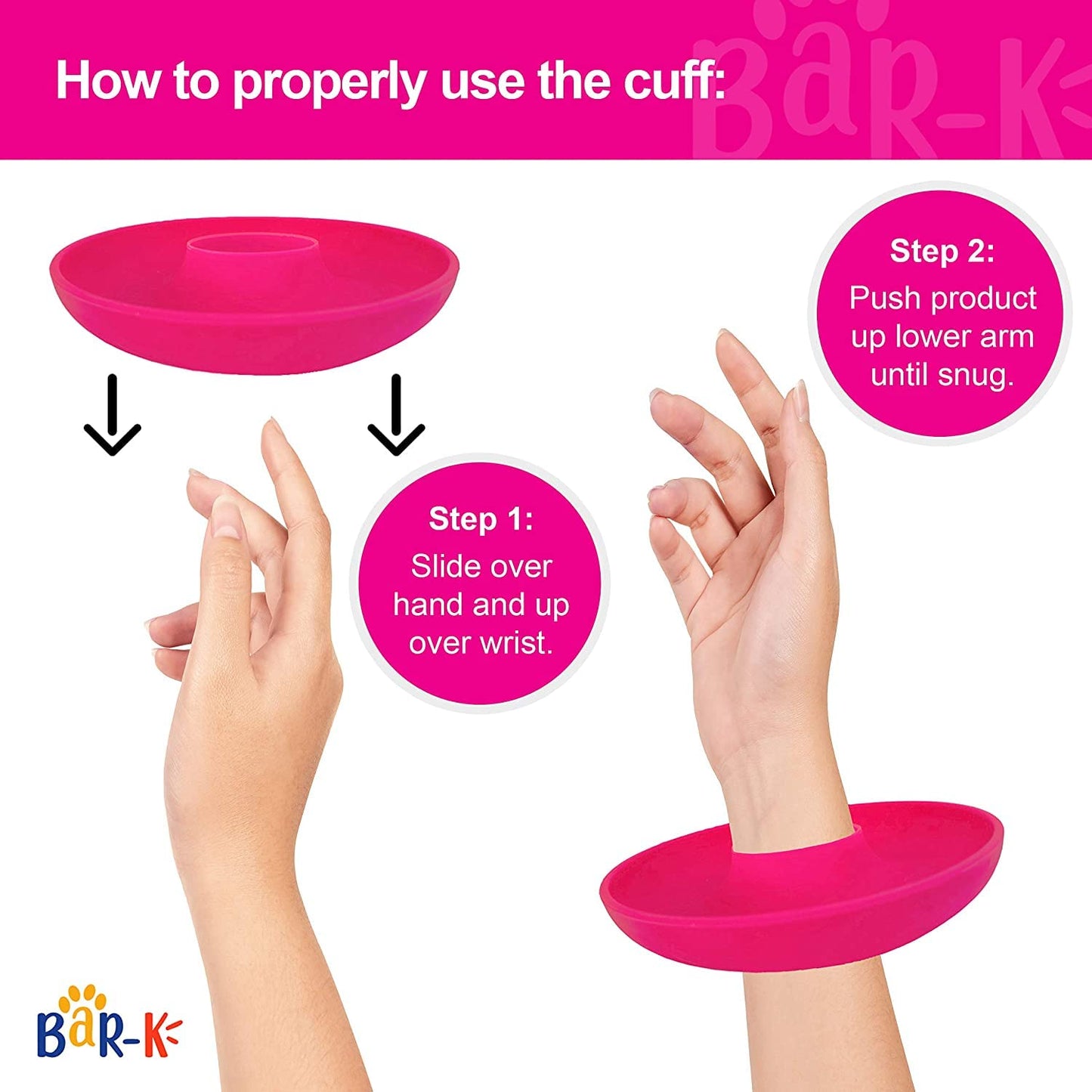 BaR-K Patented Drip Catcher Cuffs - Stops Soap & Water from Running Down Arms While Washing Face, Stay Dry and Clean - Face Wash Wristbands for Spa, Pink Set of 2