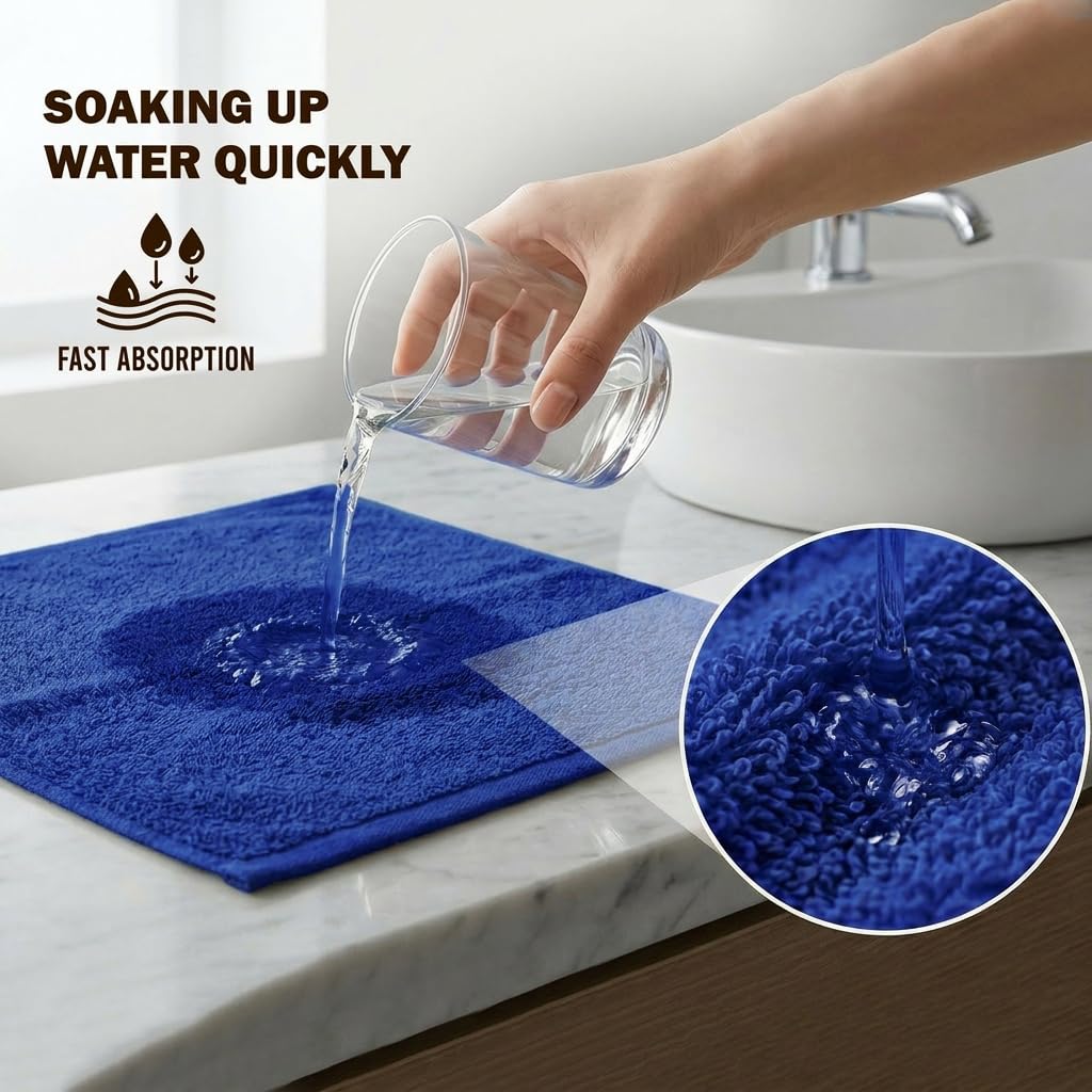 Utopia Towels 24 Pack Cotton Washcloths Set, 100% Ring Spun Cotton, Premium Quality Flannel Face Cloths, Highly Absorbent and Soft Feel Fingertip Towels, Royal Blue