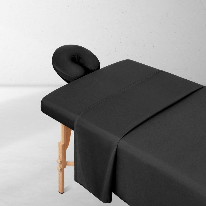Comfyanno Massage Table Sheets Set - 3 Pcs Microfiber Spa Bed Covers, Soft & Stain Resistant | Black
