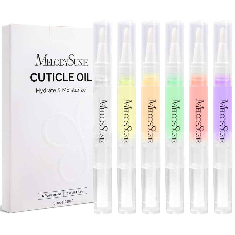 MelodySusie Cuticle Oil Pen Set - 6 Pcs Moisturizing Formula with Vitamin E for Softening & Repairing Cuticles