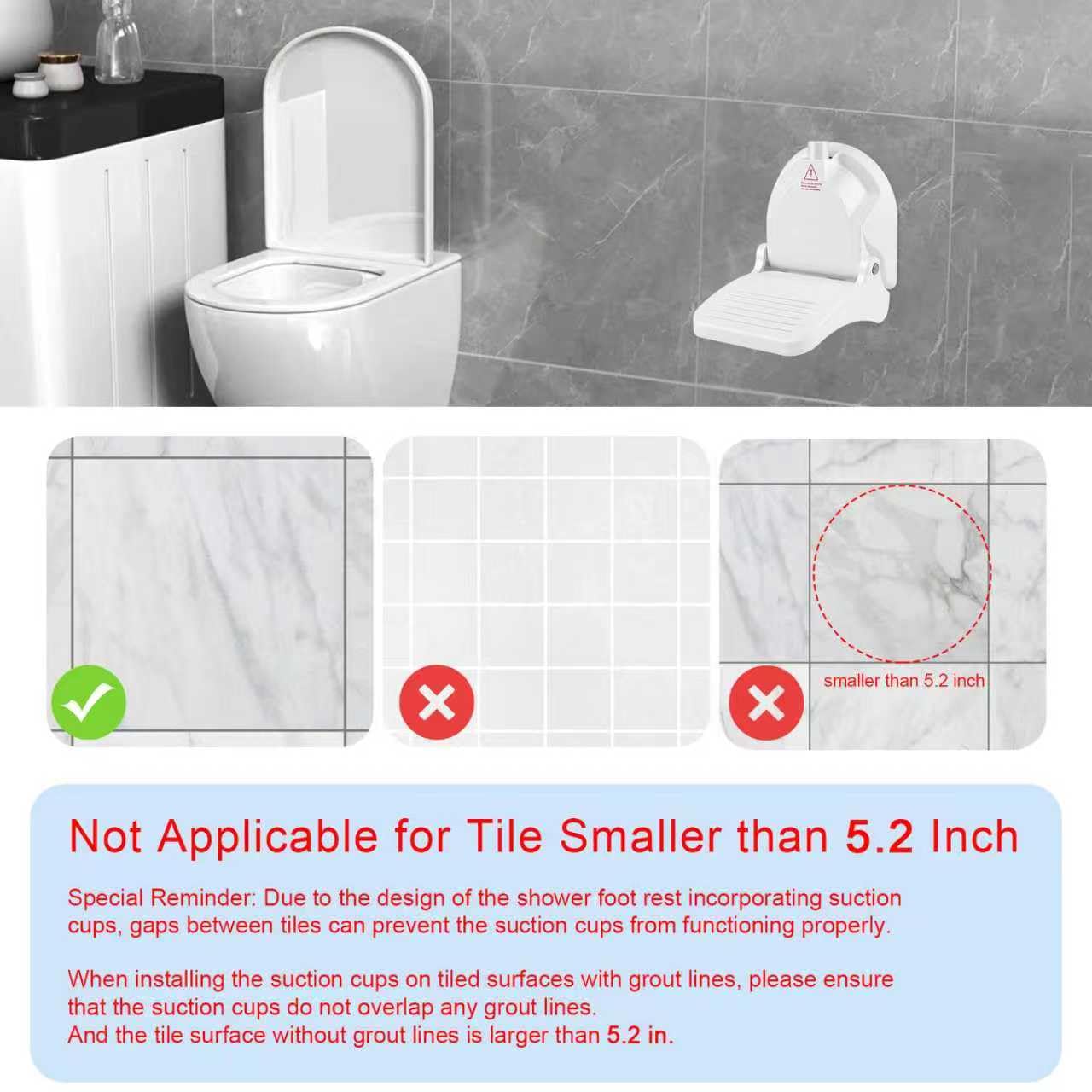 Foldable Shower Foot Rest with Suction Cup for Shaving Legs，Anti-Slip Shower Pedal with No Drilling Suction Cup for Pregnant Woman & Back Pain Sufferers- Reduce Body Strain & Bending Over