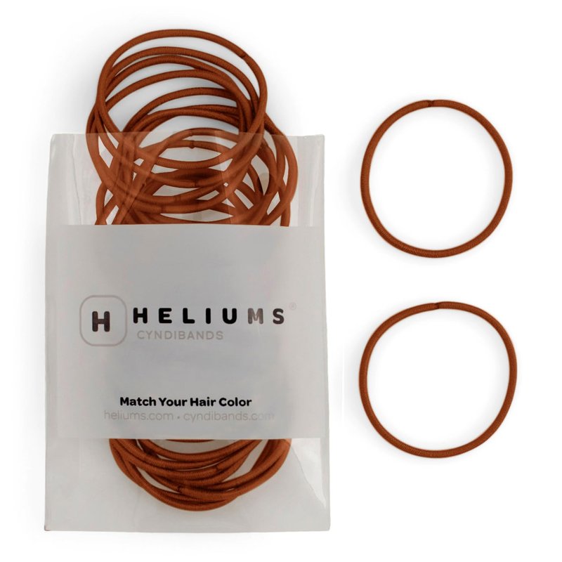 Heliums Thin Hair Elastics - Copper 2mm Ties for No Damage Ponytails | 40 Count, Medium Hold