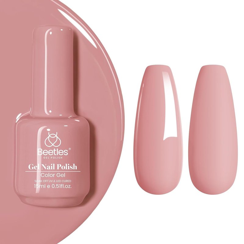 Beetles Pink Gel Polish - Dusty Mauve Nude Pink Nail Polish | Long-Lasting 15ML for DIY Summer Manicure