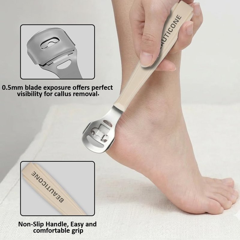 BEAUTICONE Professional Callus Shaver for Feet – Foot Scraper Pedicure Razor with Replaceable Blades – Hard Skin Remover for Cracked Heels & Dead Skin – Pedicure Foot Care Tool for Home & Salon Use
