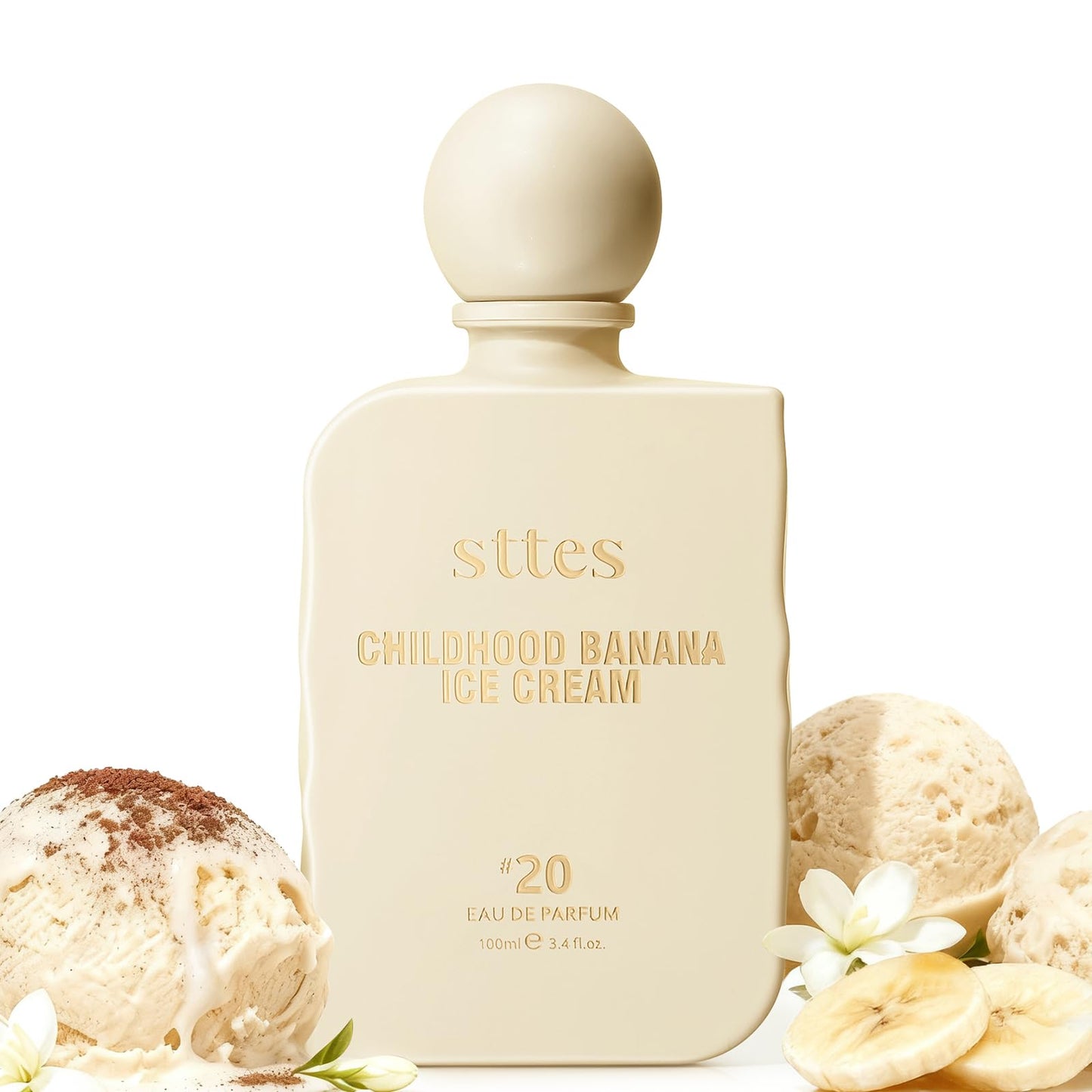 Sttes Perfume #20 for Women – Childhood Banana Ice Cream Eau de Parfum, The Exact Sweetness You Remember: Ripe Banana, Vanilla Ice Cream & Caramel Crunch, Long-Lasting Sweet Gourmand Fragrance, 100ml