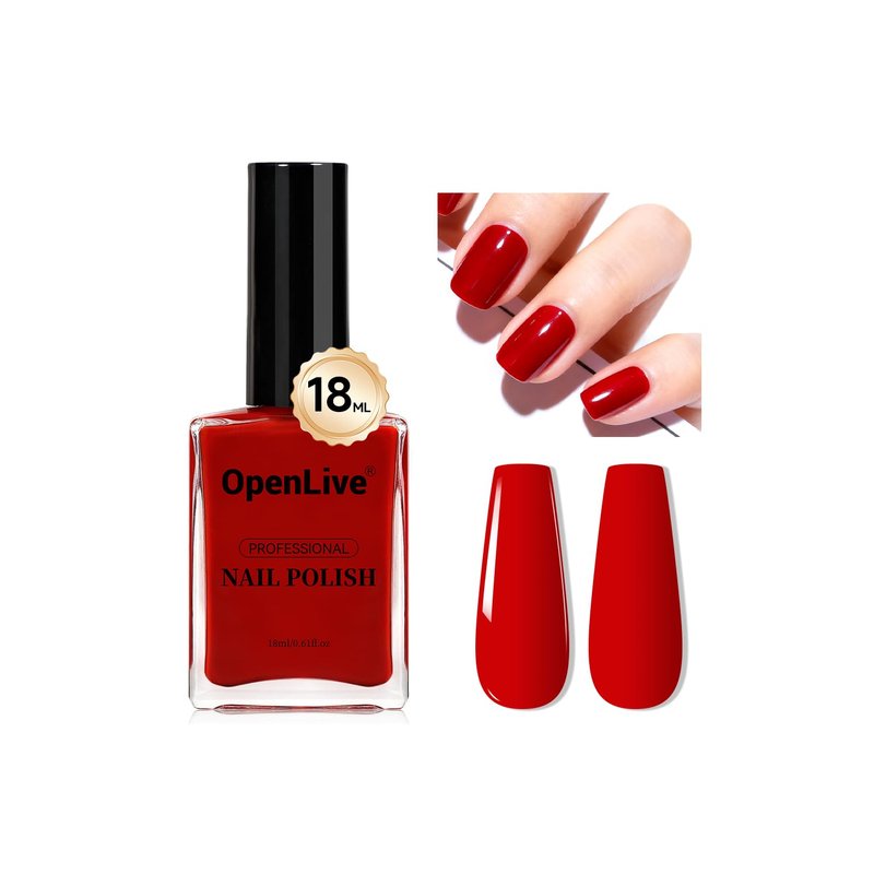 OpenLive 18ml Red Nail Polish Large Volume Quick Drying Nail Polish, Fast Drying and Long Lasting Color Nail Art DIY Home Manicure Gift for Women