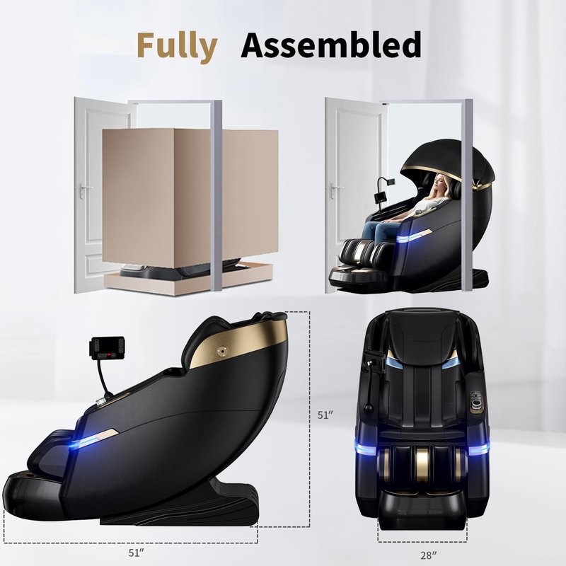 Skiennix Full Body Zero Gravity Massage Chair - 51'' SL Track, 20 Auto Programs, 3D Shiatsu & Heating